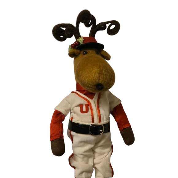 Baseball Reindeer Figurine with Wooden Doll Chair Christmas Sports Decor 15 Inch - Picture 16 of 16